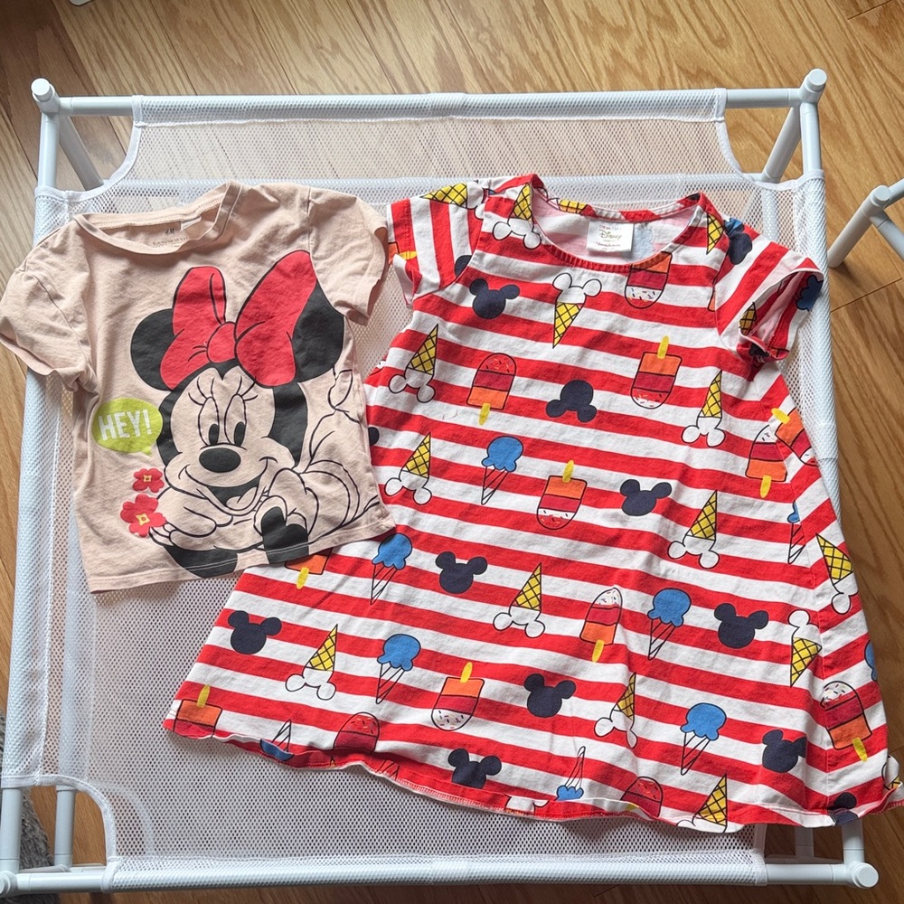 Disney Minnie Mouse Red and Cream Dress and t shirt bundle